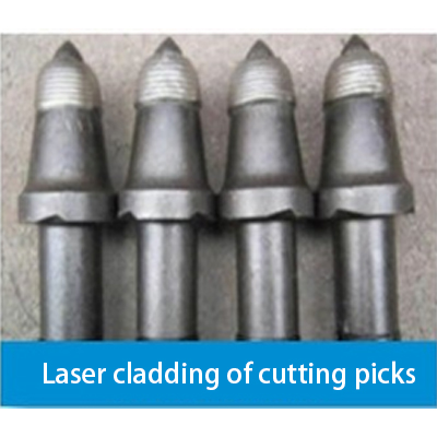 Laser cladding of cutting picks